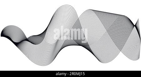 Set onde sonore musicali, luce oscillante onde sonore, illustrazione dell'onda sonora a mezzitoni dell'equalizzatore digitale Vector Music Illustrazione Vettoriale