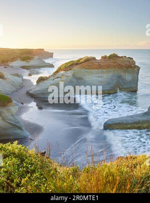 Falesie Di Gesso, Waipopi, Taranaki, Isola Del Nord, Nuova Zelanda, Oceania Foto Stock