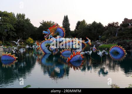Chinese Lights Festival nel giardino botanico di Montreal, Quebec, Canada Foto Stock