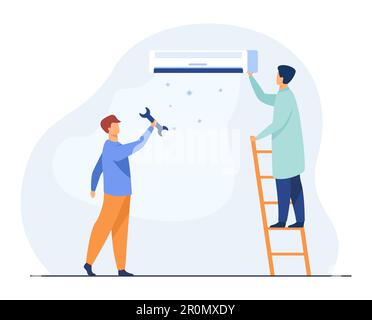 Uomini che riparano l'aria condizionata Illustrazione Vettoriale