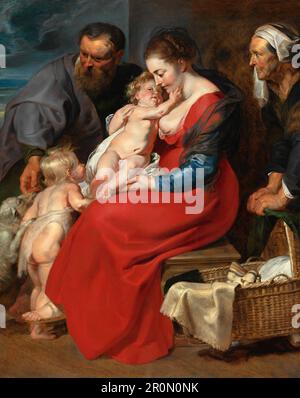 La Sacra Famiglia con i Santi Elisabetta e Giovanni Battista Data: c. 1615 artista: Peter Paul Rubens Fiammingo, 1577–1640 Foto Stock