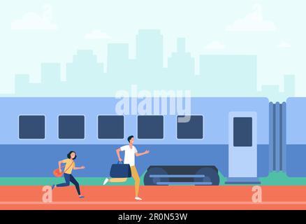 Padre e figlia corrono per allenarsi con le borse Illustrazione Vettoriale