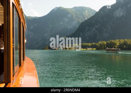 Monastero di St Bartholomä, Koenigssee, Berchtesgadener Land, Baviera, Germania Foto Stock