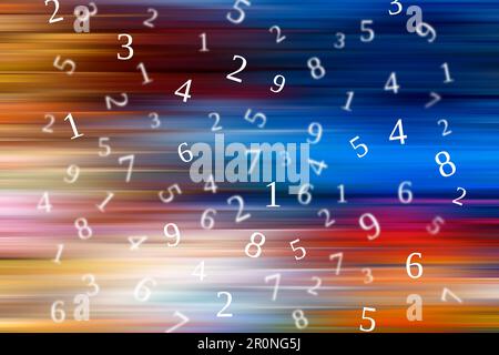 numeri sfondo, matematica e concetto di numerologia Foto Stock