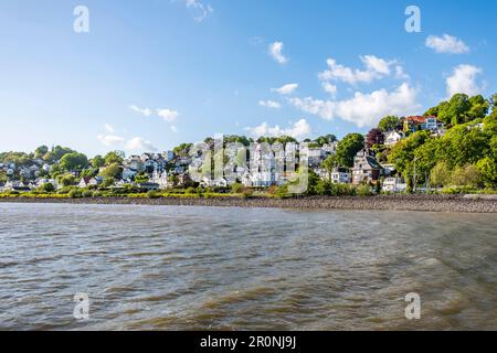 Vista dall'Elba al quartiere delle scale di Blankenese, Amburgo, Germania settentrionale, Germania Foto Stock