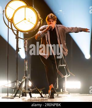 Liverpool, Regno Unito. 8 maggio 2023. Sudden Lights prova per la Lettonia con la canzone Aija, all'arena di Liverpool Foto Stock