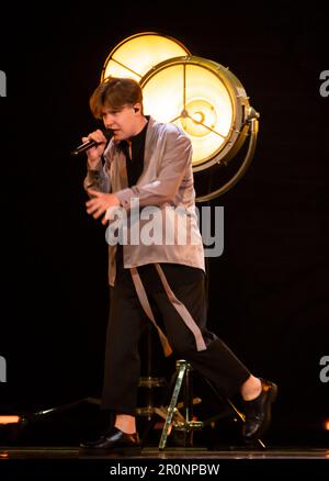 Liverpool, Regno Unito. 8 maggio 2023. Sudden Lights prova per la Lettonia con la canzone Aija, all'arena di Liverpool Foto Stock