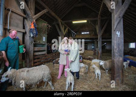 Texel, Niederlande. 09th maggio, 2023. Re Willem-Alexander e Regina Maxima dei Paesi Bassi a Texel, il 09 maggio 2023, per una visita regionale al Waddeneilanden Credit: Albert Nieboer/Netherlands OUT/Point de Vue OUT/dpa/Alamy Live News Foto Stock