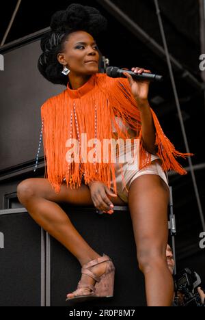 Shingai Shoniwa - Noisettes, V2009, Hylands Park, Chelmsford, Essex, Regno Unito - 22 agosto 2009 Foto Stock