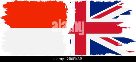 Collegamento, vettore di flag grunge Regno Unito e Indonesia Illustrazione Vettoriale