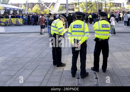 Liverpool, Regno Unito. 10th maggio, 2023. LIVERPOOL - sicurezza alla Liverpool Arena in vista della prima semifinale dell'Eurovision Song Contest. Il duo mia Nicolai e Dion Cooper rappresenta i Paesi Bassi con la canzone Burning Daylight. ANP SANDER KONING netherlands OUT - belgium OUT Credit: ANP/Alamy Live News Foto Stock