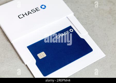 Carta di debito con rimborso Blue Chase Bank Foto Stock