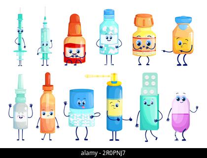 Set di personaggi cartoni animati farmaceutici Illustrazione Vettoriale
