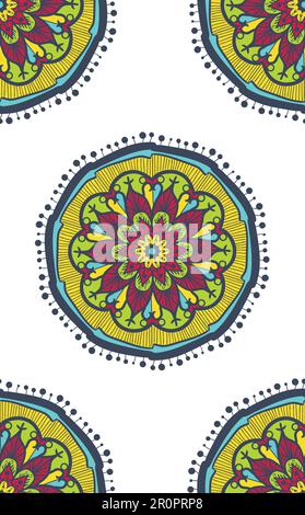 Modello senza giunture nativo dal mandala. Sfondo boho etnico. Ornamento arabo o indiano per carta da parati, stampa e tessuti. Vettore Illustrazione Vettoriale