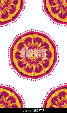 Modello senza giunture nativo dal mandala. Sfondo boho etnico. Ornamento arabo o indiano per carta da parati, stampa e tessuti. Vettore Illustrazione Vettoriale