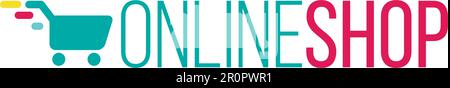 Logo del negozio online per il negozio online. Carrello. Vettore Illustrazione Vettoriale