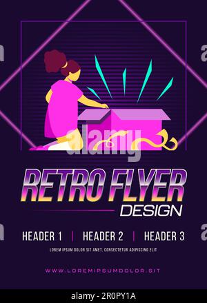 Ragazza che ottiene regalo splendente dalla scatola Illustrazione Vettoriale