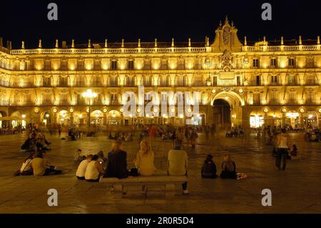 Salamanca, Piazza principale, Plaza Mayor, Castilla y Leon, Spagna Foto Stock