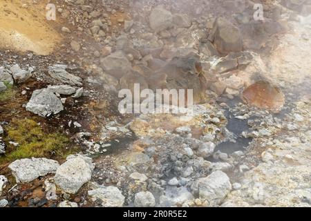 Zona ad alta temperatura Seltun, zona geotermica Seltun, Krysuvik, Krisuvik, Islanda Foto Stock