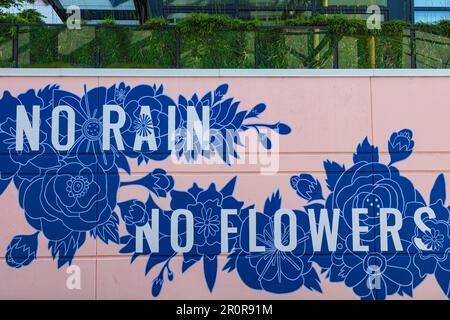 Messae stagionale su un muro di un edificio nel quartiere Mount Pleasant di Vancouver Canada Foto Stock