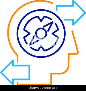 Individuazione dell'icona del vettore a linee sottili della soluzione del problema. Superare le sfide pittogramma lineare isolato Illustrazione Vettoriale