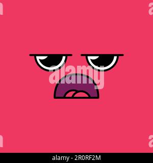 Illustrazione del vettore emoji grumpy e grumpy. Irritato, stanco emoticon, emozione, sensazione di vignetta adesivo Illustrazione Vettoriale