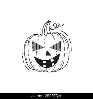 Zucca di Halloween disegnata a mano Illustrazione Vettoriale