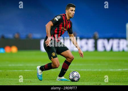 Rodri Hernandez di Manchester City durante la partita la Liga tra il Real Madrid e la città di Manchester ha giocato allo stadio Santiago Bernabeu il 9 maggio 2023 a Madrid, Spagna. (Foto di Sergio Ruiz / PRESSINPHOTO) Foto Stock