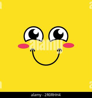 Illustrazione del vettore emoji sorridente e arrossente. Timida, emoticon felice, timida faccia dei cartoni animati, sensazione Illustrazione Vettoriale