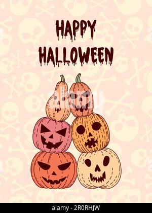 Happy Halloween biglietto di auguri Illustrazione Vettoriale
