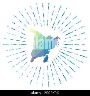 Forma di Panay, raffica di sole poligonale. Mappa dell'isola con coloratissime razze. Illustrazione Panay in digitale, tecnologia, internet, stile di rete. VEC Illustrazione Vettoriale