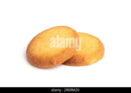 Biscotti danesi al burro, biscotti al burro isolati su un terreno di pane bianco Foto Stock