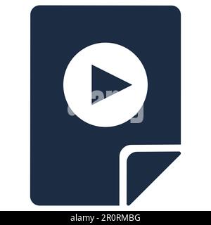 Icona vettoriale piatta del simbolo di attivazione video. Pulsante di controllo dei supporti. Interfaccia dell'applicazione audio Illustrazione Vettoriale