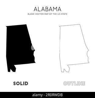 Mappa dell'Alabama. Mappa vettoriale vuota dello Stato degli Stati Uniti. Confini dell'Alabama per la tua infografica. Illustrazione vettoriale. Illustrazione Vettoriale