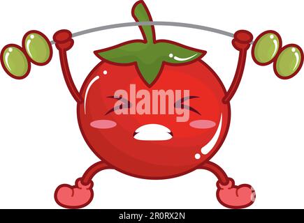 Isolato carino pomodoro vegetale carattere Vector Illustrazione Vettoriale