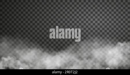 Effetto fumo bianco isolato su sfondo trasparente. Illustrazione Vettoriale