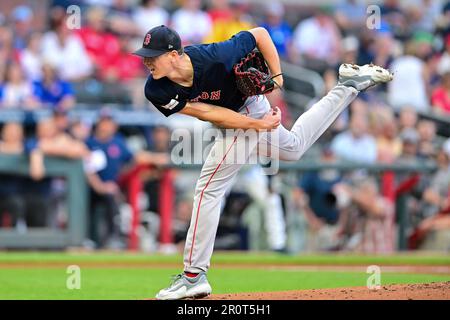 Atlanta, Stati Uniti. 09th maggio, 2023. Il lanciatore dei Boston Red Sox Nick Pivetta (37) si consegna agli Atlanta Braves durante la prima edizione di una partita di baseball della Major League al Truist Park di Atlanta, Georgia, martedì 9 maggio 2023. Photo by David Tulis/UPI Credit: UPI/Alamy Live News Foto Stock