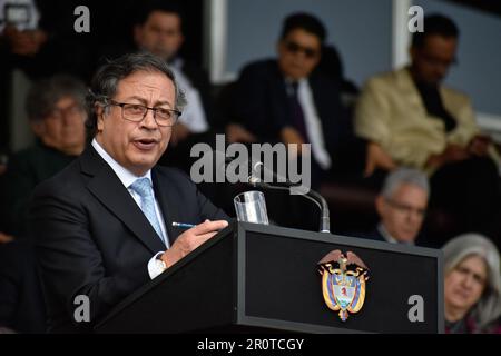 Bogota, Colombia. 09th maggio, 2023. Durante la cerimonia del nuovo direttore della polizia colombiana William Rene Salamanca presso l'Accademia generale di polizia di Santander a Bogotà, Colombia. 9 maggio 2023. Photo by: Cristian Bayona/Long Visual Press Credit: Long Visual Press/Alamy Live News Foto Stock