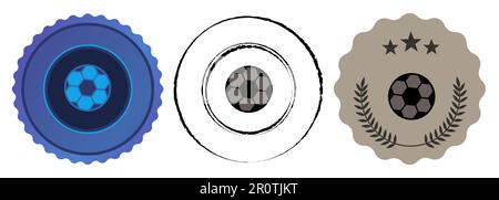 Calcio medaglia di calcio campione d'oro concorso emblema rotondo forma medaglione lucido Illustrazione Vettoriale