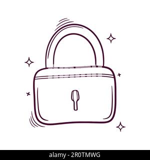 lucchetto. icona disegnata a mano. illustrazione vettoriale disegnata a mano Illustrazione Vettoriale