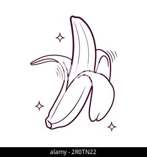 banana sbucciata. icona disegnata a mano. illustrazione vettoriale disegnata a mano Illustrazione Vettoriale