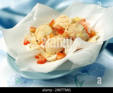 Capesante papillote Foto Stock
