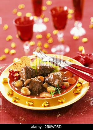 Civet di cervo con salsa di huntsman Foto Stock