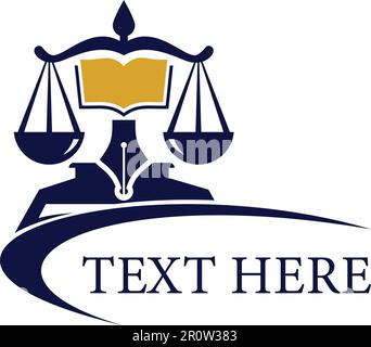 logo di avvocato di giustizia e concetto creativo Illustrazione Vettoriale