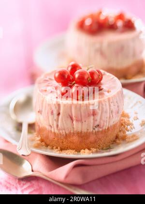 Biscotti Rose de Reims e cheesecake al ribes rosso Foto Stock