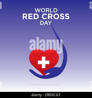 Poster per la Giornata Mondiale della Croce Rossa, è un concetto di consapevolezza della salute celebrato il 8 maggio Illustrazione Vettoriale