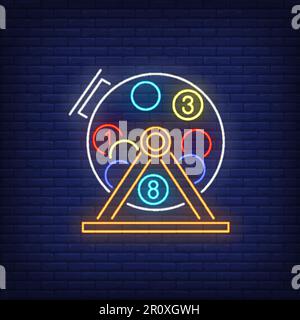 Lotteria macchina con palline al neon segno Illustrazione Vettoriale