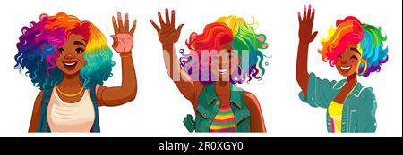 illustrazione vettoriale set orizzontale di persone omosessuali isolate su sfondo bianco Illustrazione Vettoriale