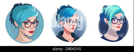 illustrazione vettoriale set orizzontale di persone omosessuali isolate su sfondo bianco Illustrazione Vettoriale