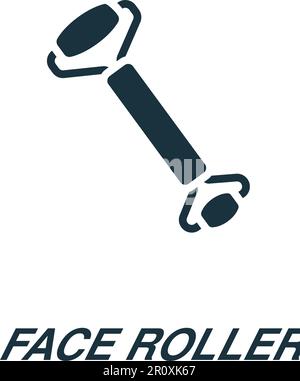 Icona del rullo anteriore. Bianco e nero semplice segno dalla collezione di bellezza e cura personale. Icona Face Roller per logo, modelli, web design e infografica. Illustrazione Vettoriale